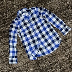 J Crew blue navy Buffalo Plaid button down shirt w pocket. Winter. Boy style XXS
